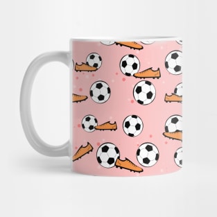 Football / Soccer - Balls & Boots Seamless Pattern on Pink Background Mug